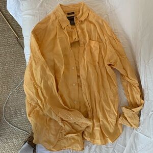 Banana Republic Orange (Mango) Linen Summer Shirt Large